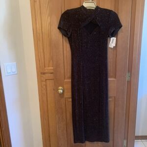 NWT Black Rhinestone Dress Womens‎ Size 8 Short Sleeve Sparkle